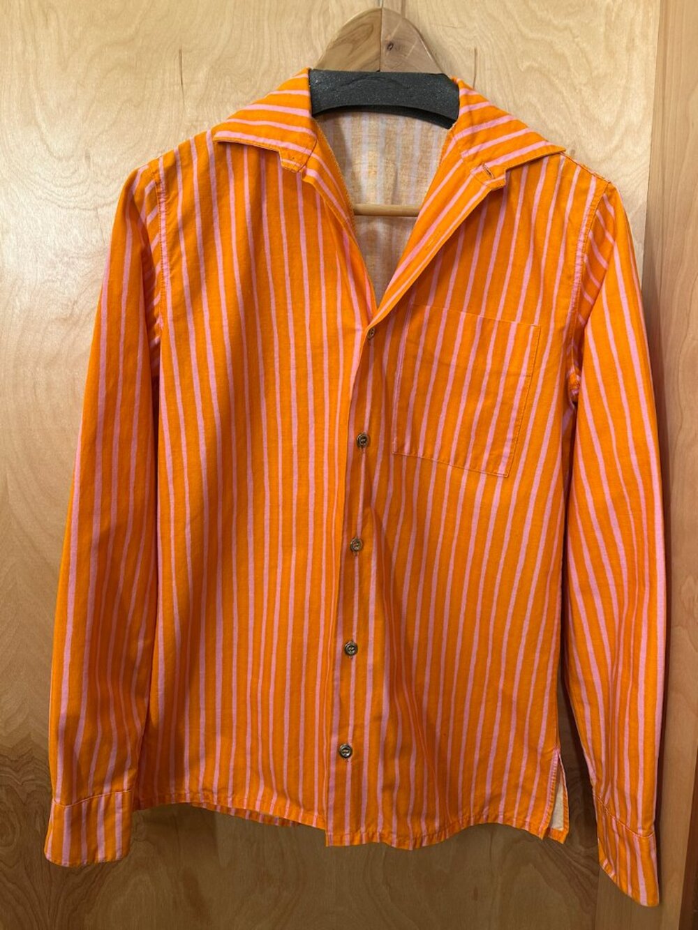 Vintage Marimekko Cotton Striped Orange/Pink Shirt Suomi Finland - Size 36 Chest